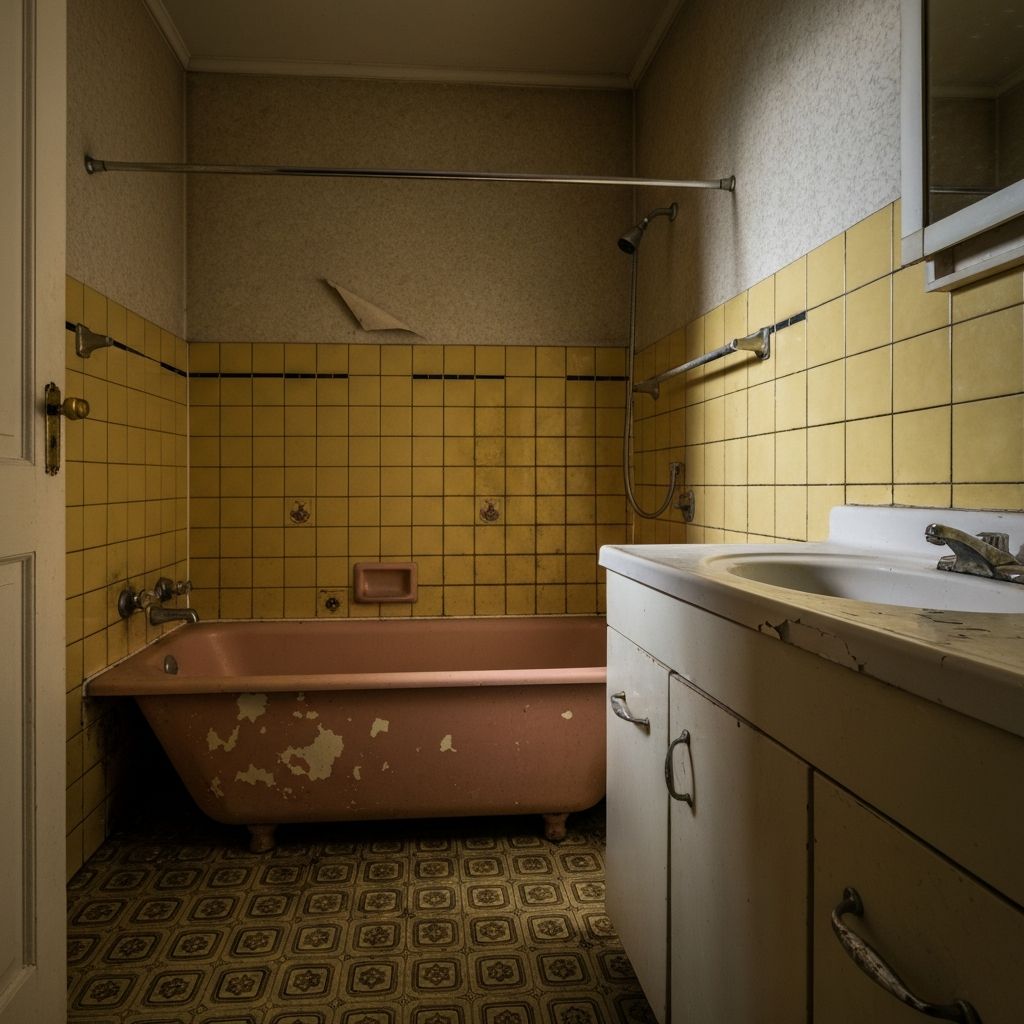 Before bathroom renovation in Oakville - dated fixtures and tiles