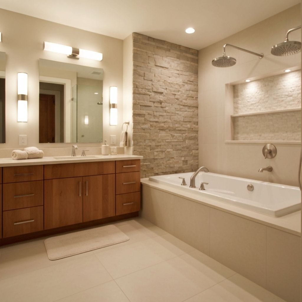 Spa-style master bathroom renovation in Oakville